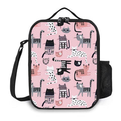 Cartoon Cats Lunch Bag Insulated Reusable Lunchbox For Office School Picnic