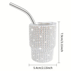 3oz Stainless Steel Tumbler Shot Cup With Lid And Straw