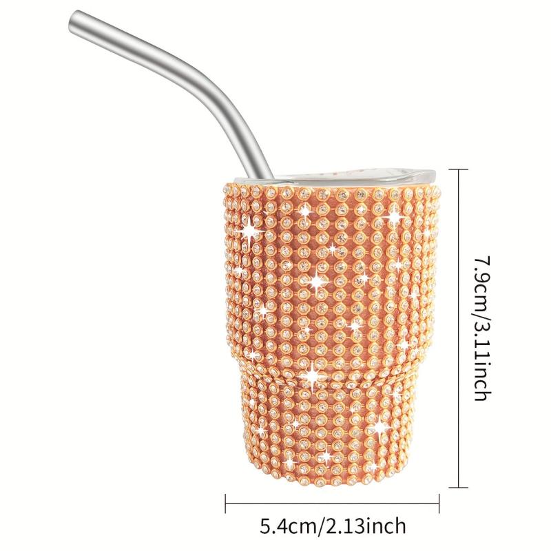 3oz Stainless Steel Tumbler Shot Cup With Lid And Straw
