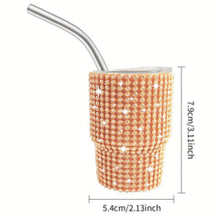 3oz Stainless Steel Tumbler Shot Cup With Lid And Straw