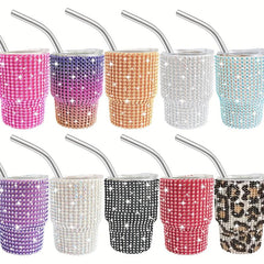3oz Stainless Steel Tumbler Shot Cup With Lid And Straw