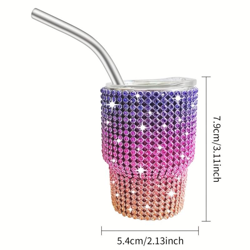 3oz Stainless Steel Tumbler Shot Cup With Lid And Straw