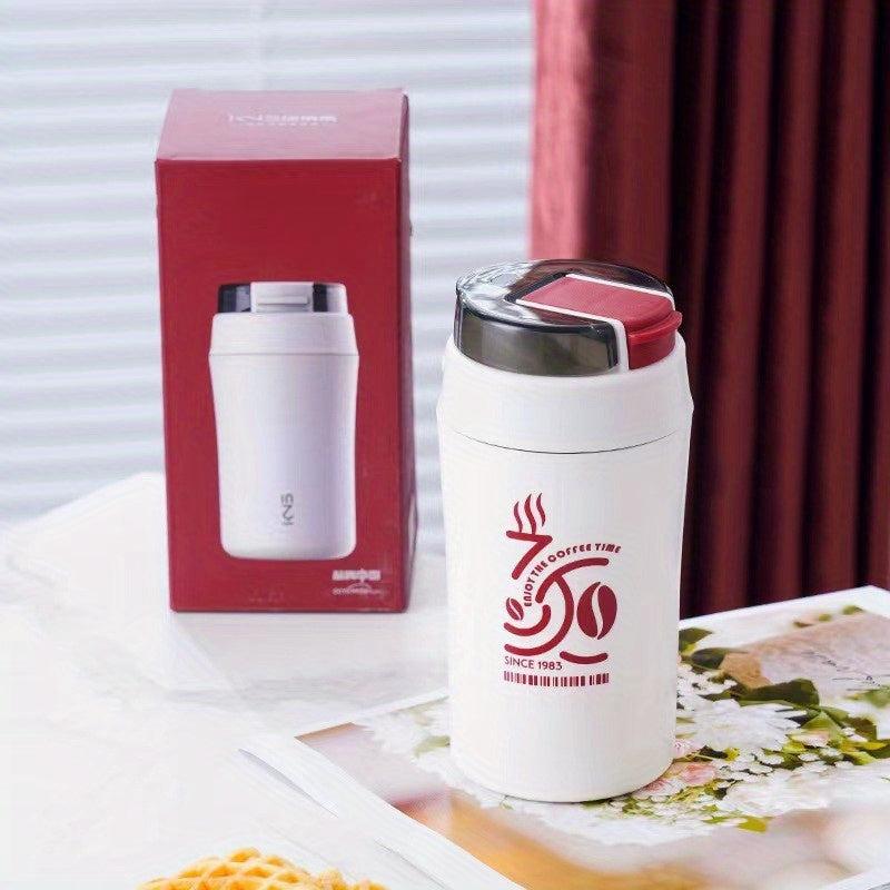 Ceramic Lined Coffee Mug with Soft Straw, Double Drink Cup 400