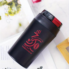 Ceramic Lined Coffee Mug with Soft Straw, Double Drink Cup 400