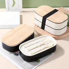 Adult Bento Box 2 Compartments Chopsticks Large Sauce Container Japanese Style