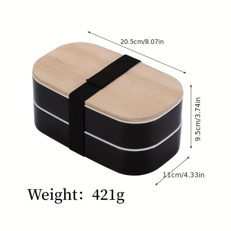 Adult Bento Box 2 Compartments Chopsticks Large Sauce Container Japanese Style