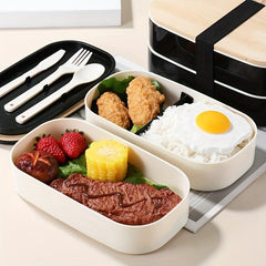 Adult Bento Box 2 Compartments Chopsticks Large Sauce Container Japanese Style