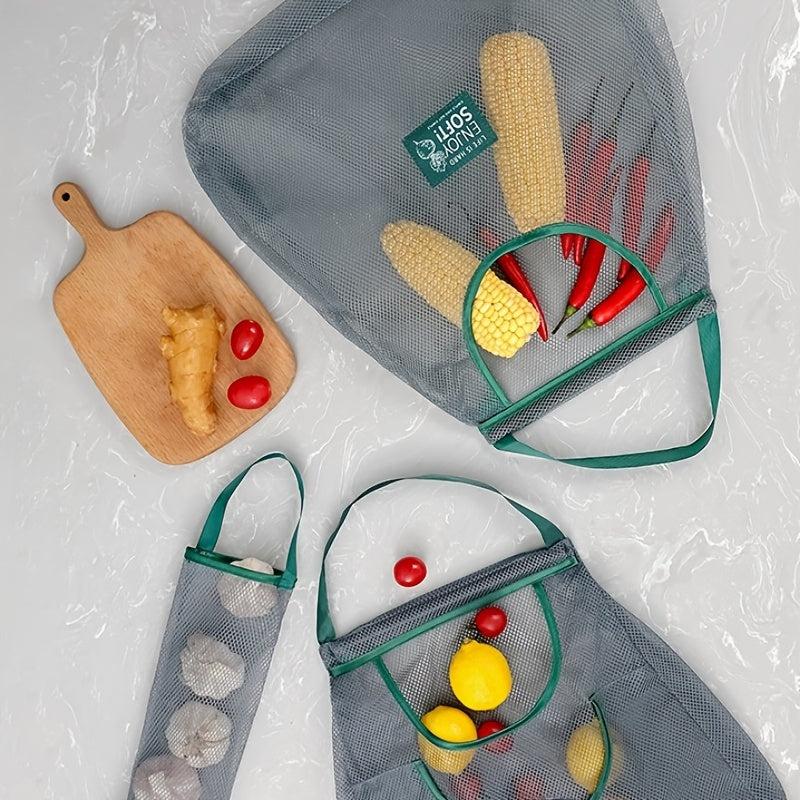 Portable Vegetable Storage Mesh Bag for Kitchen Wall-mounted Fru