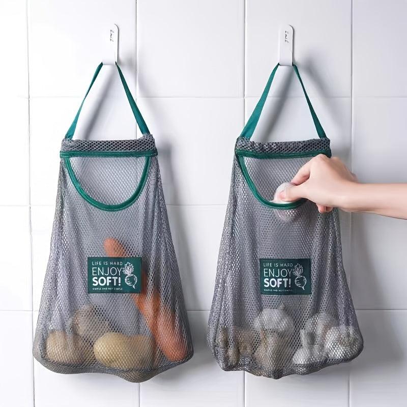 Portable Vegetable Storage Mesh Bag for Kitchen Wall-mounted Fru