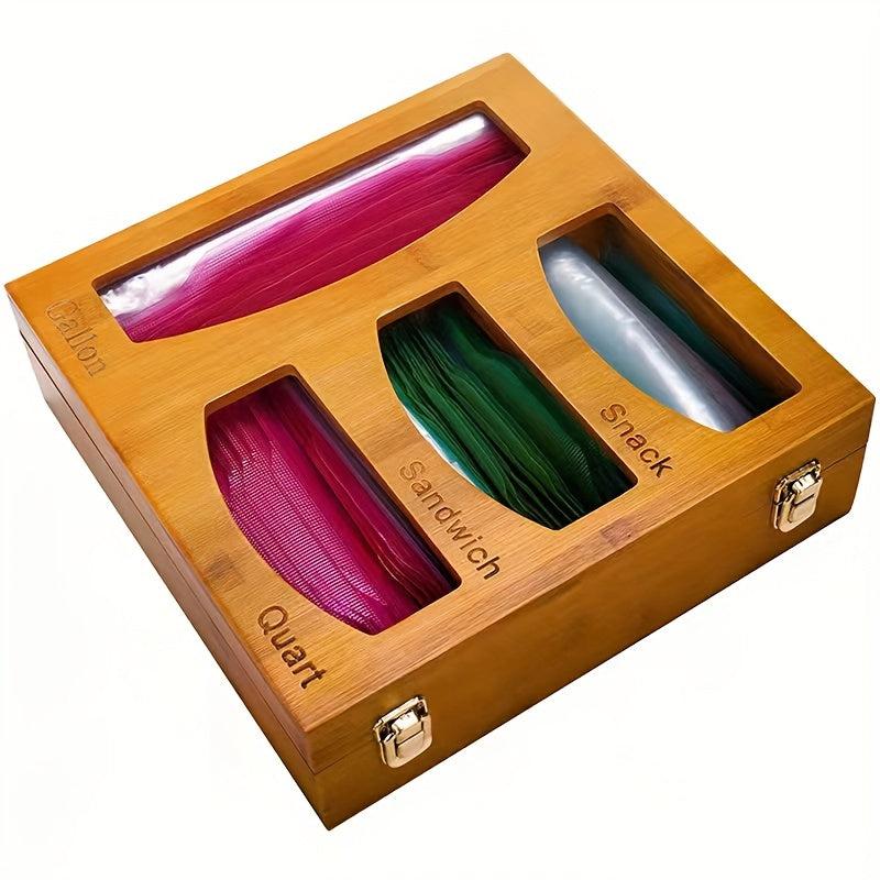 Bamboo Storage Bag Box Fresh Keeper Ziplock Bag Organizer