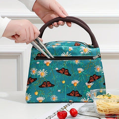 Thermal Insulated Flower Pattern Lunch Bag Bento Box Waterproof Lunches