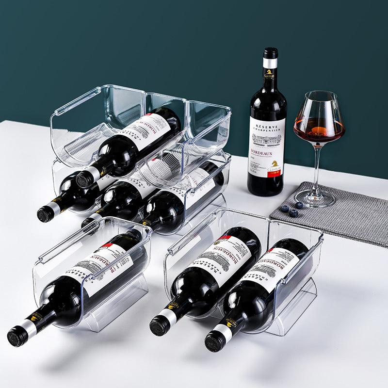 Transparent Pet Wine Rack Stackable Wine Beverage Storage Display Shelf