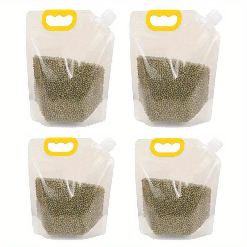 4pcs Leak Proof Grain Storage Bags - Transparent, Moisture and Insect Proof