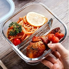 3pcs Glass Bento Box Microwave Safe Freshkeeping Lunch Box 800ml