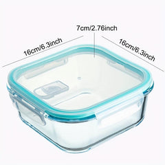 3pcs Glass Bento Box Microwave Safe Freshkeeping Lunch Box 800ml