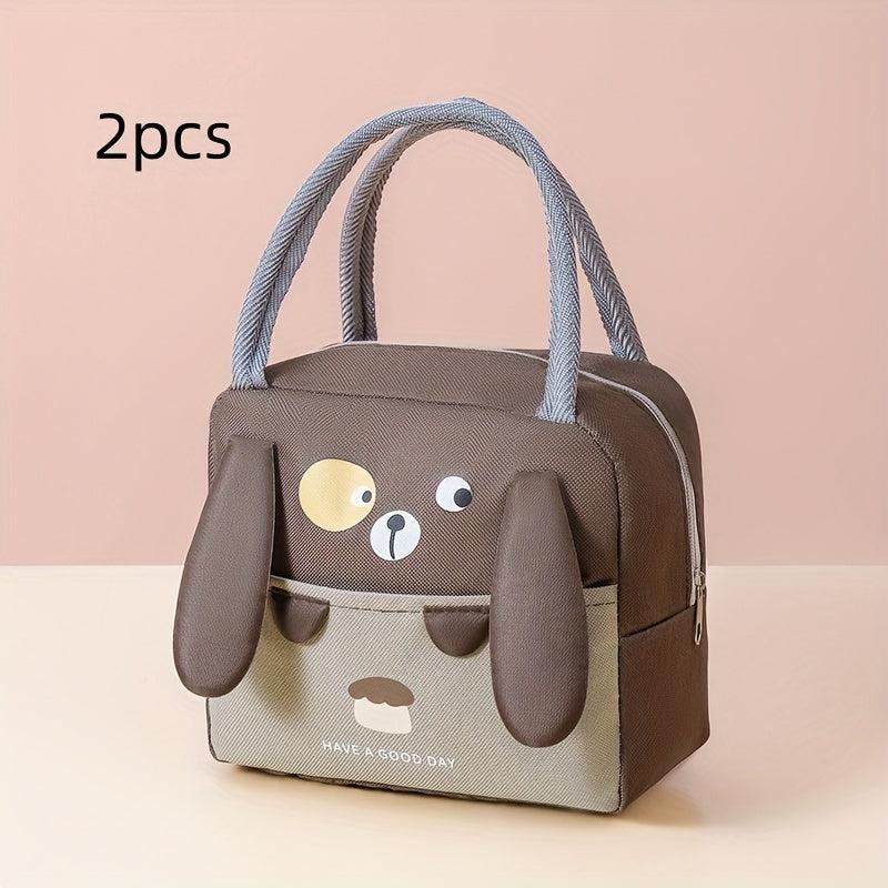 2pcs Lunch Box Handbag Bento Bag Insulation Bag For Picnic Camping