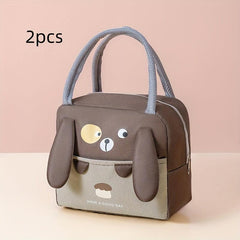 2pcs Lunch Box Handbag Bento Bag Insulation Bag For Picnic Camping