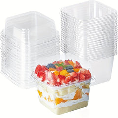 20 Clear Plastic Dessert Cups with Lids - Cupcake Holder