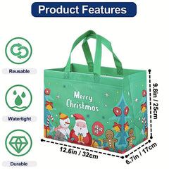 8PCS Christmas Gift Bags Reusable Reinforced Handle Grocery Bags