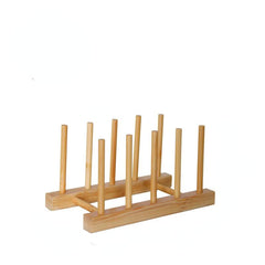 Bamboo Cup Holder & Dish Rack Drain Dry Store Plates Kitchen Organizer