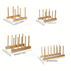 Bamboo Cup Holder & Dish Rack Drain Dry Store Plates Kitchen Organizer
