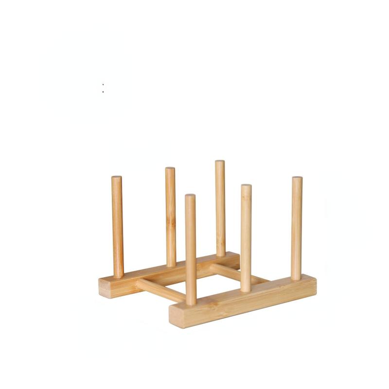 Bamboo Cup Holder & Dish Rack Drain Dry Store Plates Kitchen Organizer