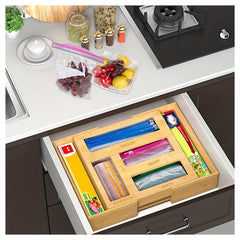 Ziplock Bag Storage Organizer Drawer Bamboo Dispenser