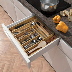 Expandable Bamboo Silverware Organizer Utensil Storage