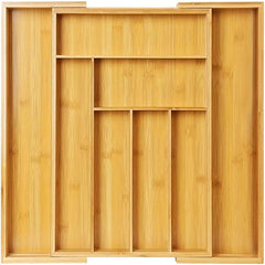 Expandable Bamboo Silverware Organizer Utensil Storage