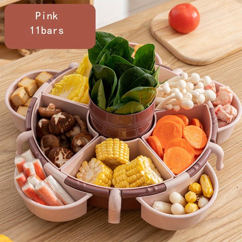 360 Rotating Fruit/Vegetable Drain Basket Grid Kitchen Tray Hot Pot Food Serving