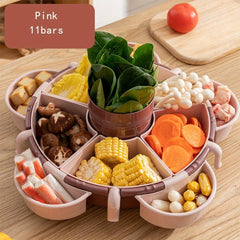 360 Rotating Fruit/Vegetable Drain Basket Grid Kitchen Tray Hot Pot Food Serving