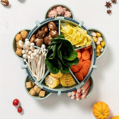 360 Rotating Fruit/Vegetable Drain Basket Grid Kitchen Tray Hot Pot Food Serving