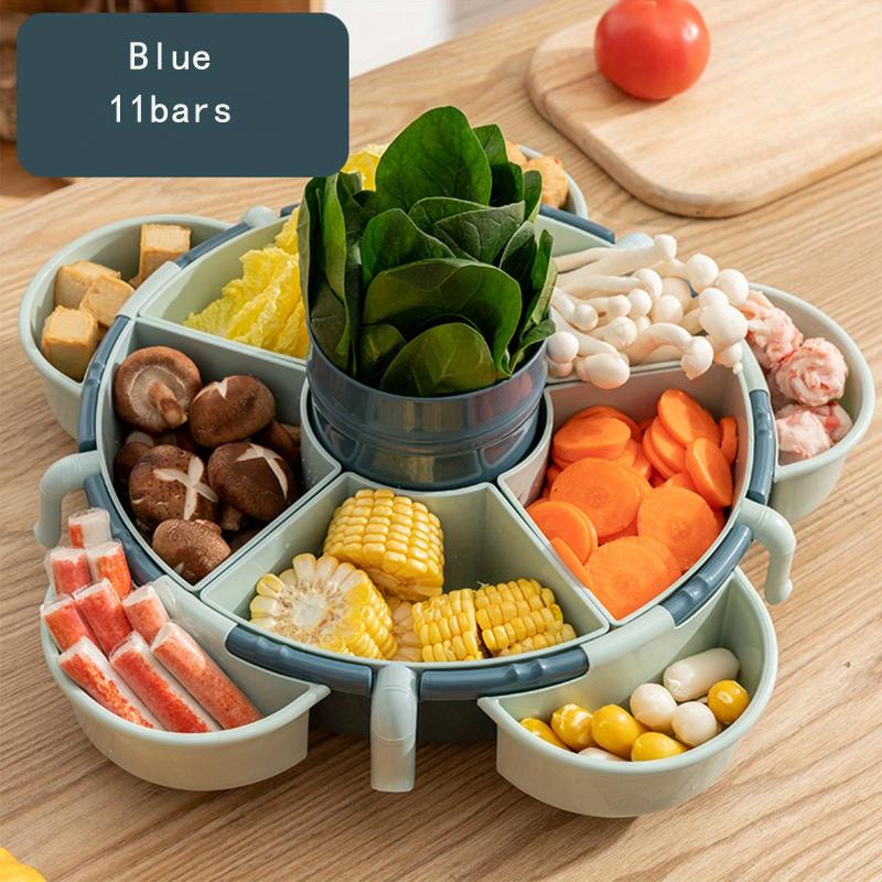 360 Rotating Fruit/Vegetable Drain Basket Grid Kitchen Tray Hot Pot Food Serving