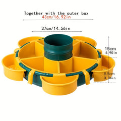 360 Rotating Fruit/Vegetable Drain Basket Grid Kitchen Tray Hot Pot Food Serving