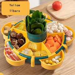 360 Rotating Fruit/Vegetable Drain Basket Grid Kitchen Tray Hot Pot Food Serving