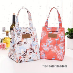 Leopard Printed Letter Sticker Lunch Bag Insulated Storage Bag