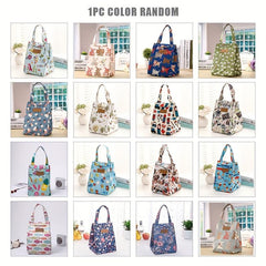 Leopard Printed Letter Sticker Lunch Bag Insulated Storage Bag