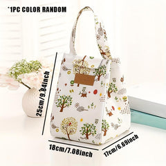 Leopard Printed Letter Sticker Lunch Bag Insulated Storage Bag