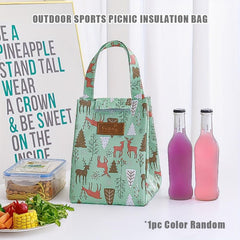 Leopard Printed Letter Sticker Lunch Bag Insulated Storage Bag