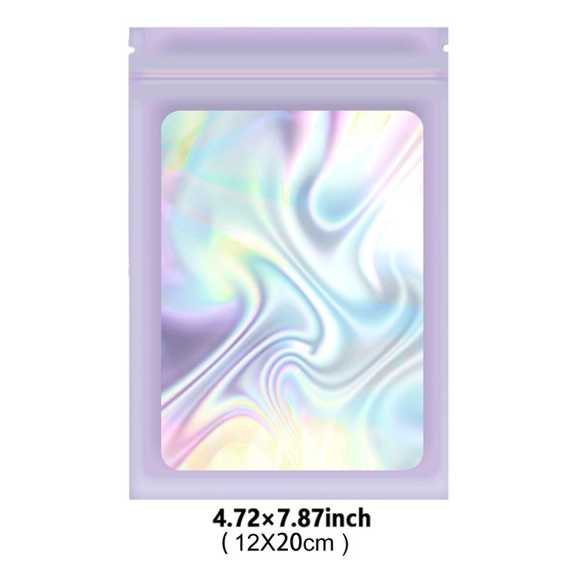 100pcs Holographic Resealable Storage Bag Aluminum Foil Mylar Film Deodorant Bag