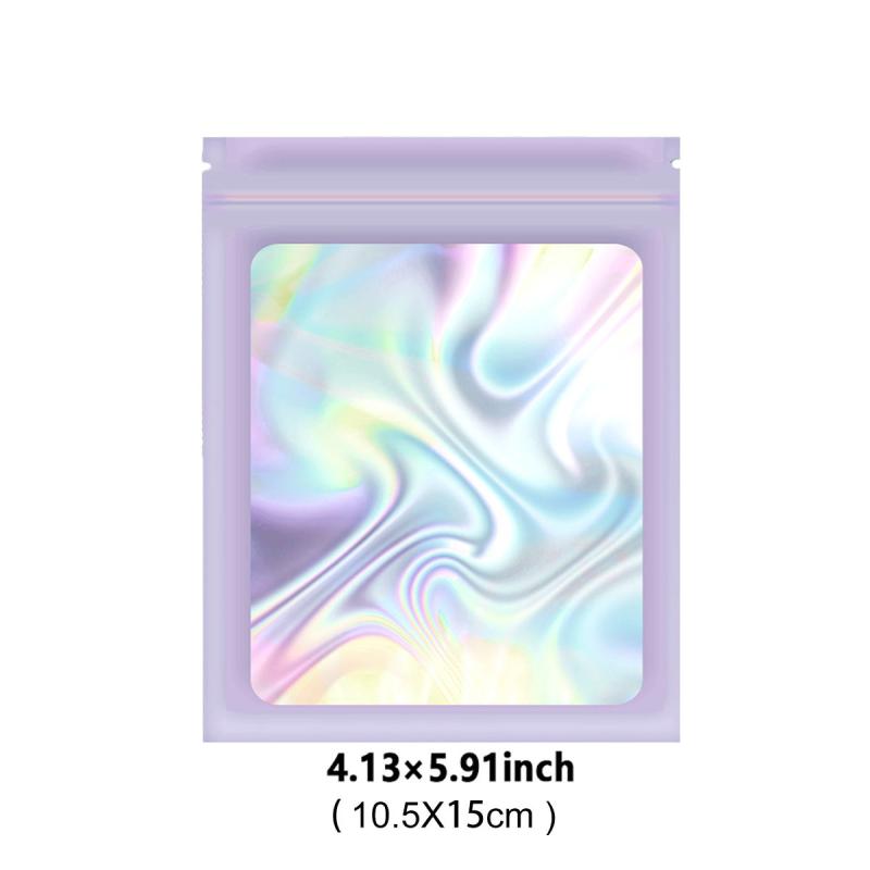 100pcs Holographic Resealable Storage Bag Aluminum Foil Mylar Film Deodorant Bag