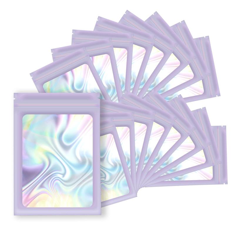 100pcs Holographic Resealable Storage Bag Aluminum Foil Mylar Film Deodorant Bag