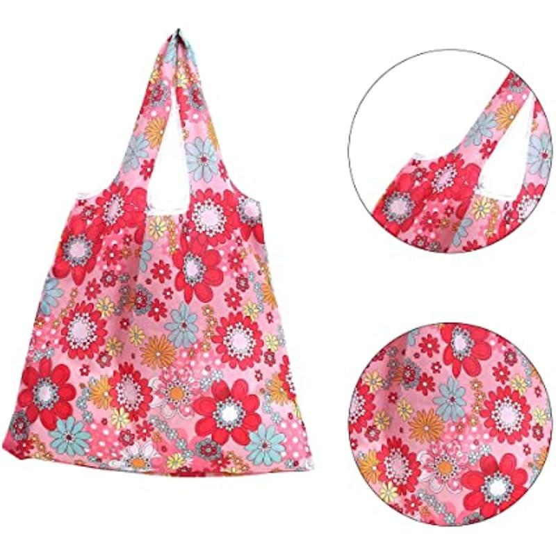 Floral Reusable Grocery Bag Large Foldable Shopping Tote Bag Flower