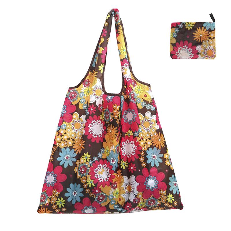 Floral Reusable Grocery Bag Large Foldable Shopping Tote Bag Flower