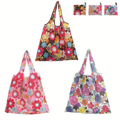 Floral Reusable Grocery Bag Large Foldable Shopping Tote Bag Flower