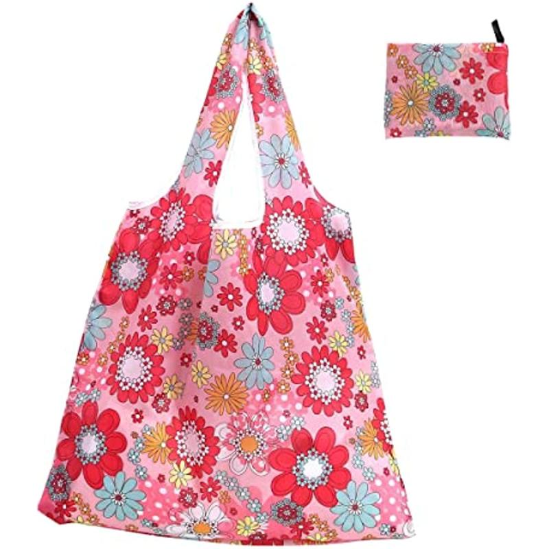Floral Reusable Grocery Bag Large Foldable Shopping Tote Bag Flower