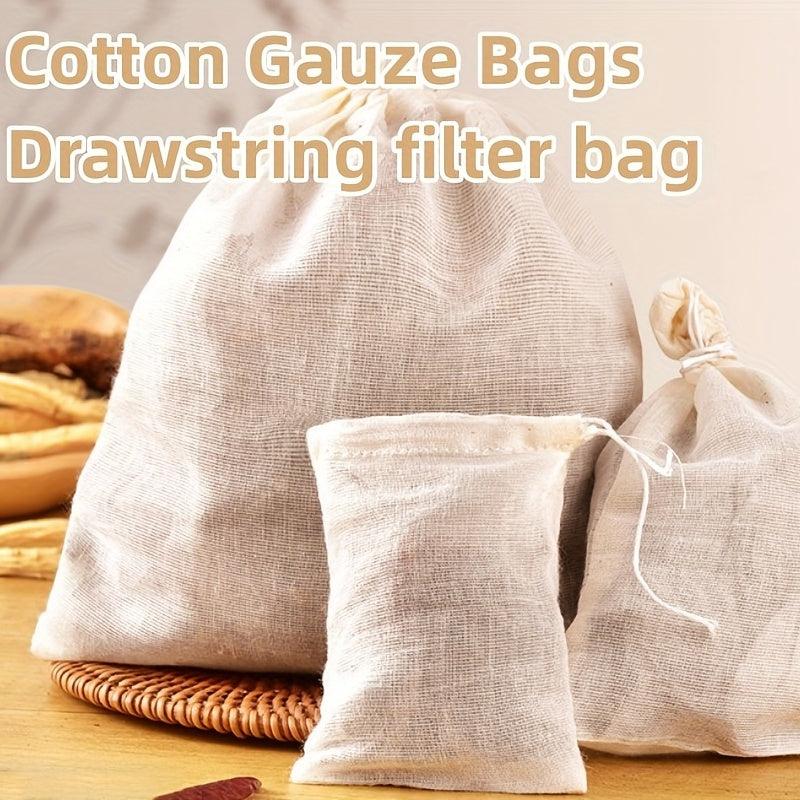 50pcs Tea Filter Bags Drawstring Muslin Bags Reusable Mesh Snack Spices Bags