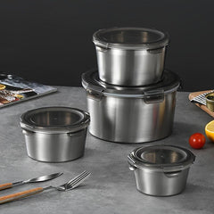4pcs Stainless Steel Food Storage Containers Leak Proof Set 350ml 600ml 10