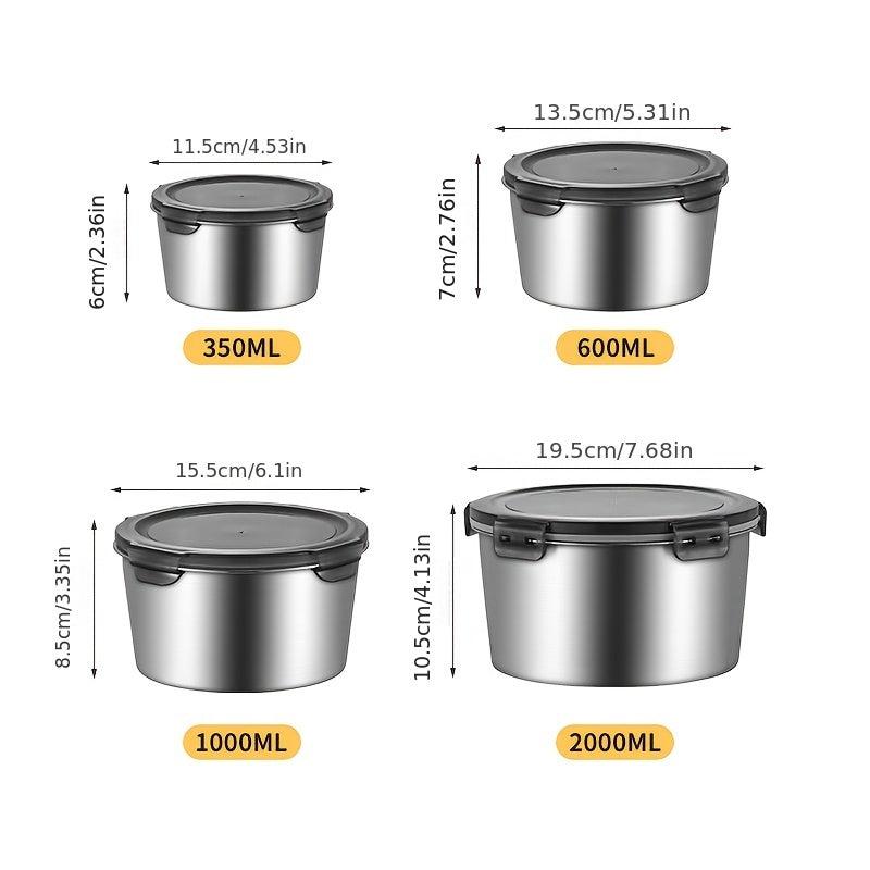 4pcs Stainless Steel Food Storage Containers Leak Proof Set 350ml 600ml 10