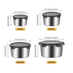 4pcs Stainless Steel Food Storage Containers Leak Proof Set 350ml 600ml 10